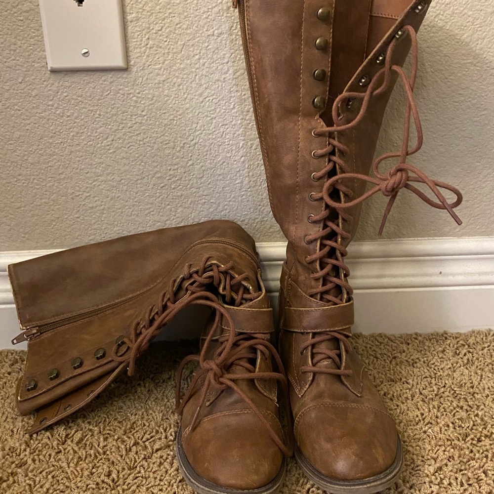Rustic Brown High Top Boots